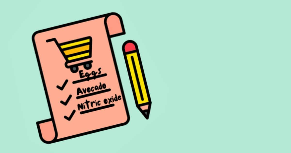 grocery list with a pencil next to it